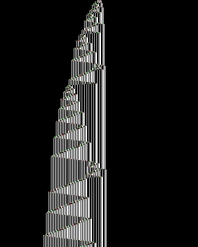 space-time diagram from the blank tape, steps 0 to 10,000