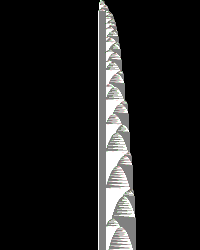space-time diagram from the blank tape, steps 0 to 10,000