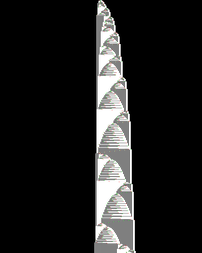 space-time diagram from the blank tape, steps 0 to 10,000