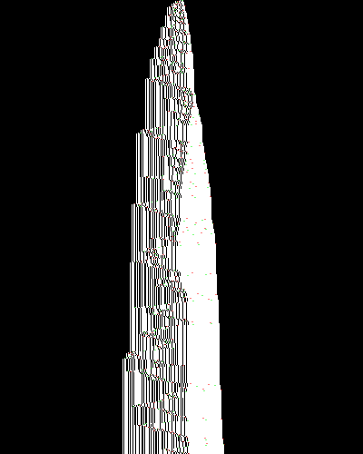 space-time diagram from the blank tape, steps 0 to 10,000