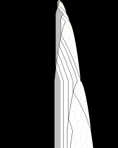 space-time diagram from the blank tape, steps 0 to 10,000