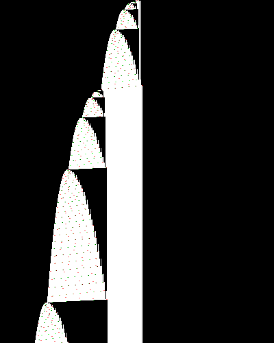 space-time diagram from the blank tape, steps 0 to 10,000