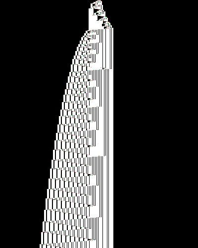 space-time diagram from the blank tape, steps 0 to 10,000
