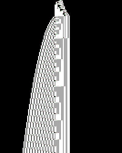 space-time diagram from the blank tape, steps 0 to 10,000