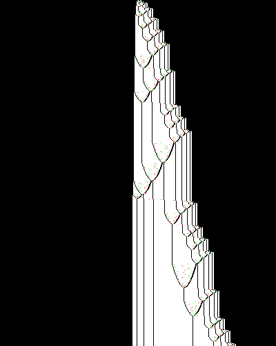 space-time diagram from the blank tape, steps 0 to 10,000