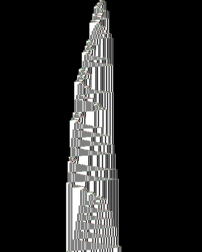 space-time diagram from the blank tape, steps 0 to 10,000