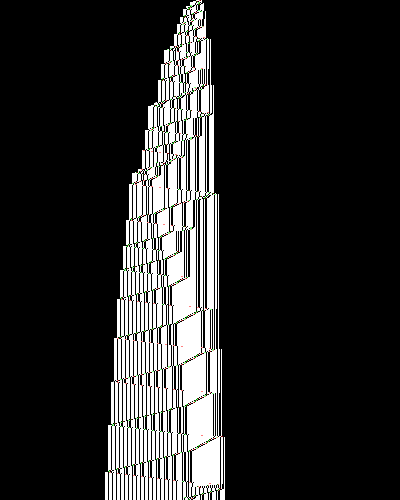 space-time diagram from the blank tape, steps 0 to 10,000