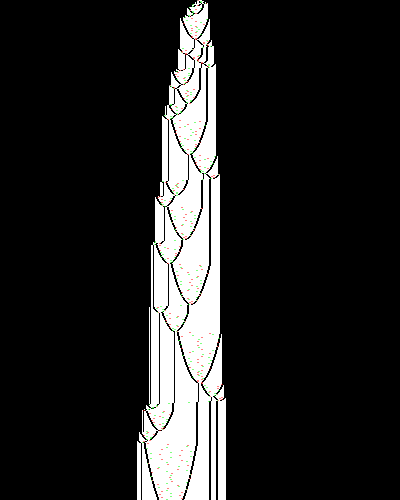 space-time diagram from the blank tape, steps 0 to 10,000
