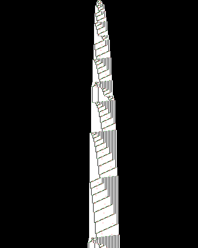 space-time diagram from the blank tape, steps 0 to 10,000