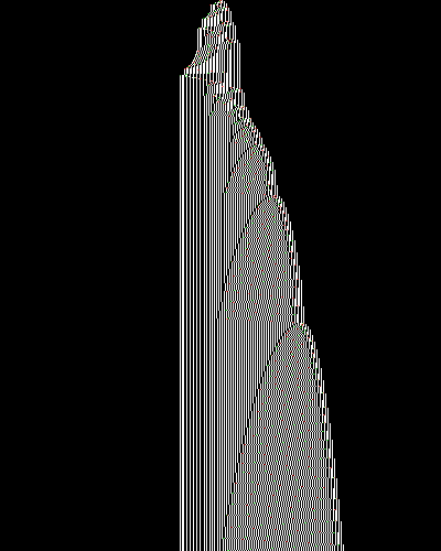space-time diagram from the blank tape, steps 0 to 10,000
