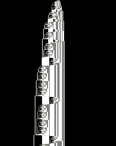 space-time diagram from the blank tape, steps 0 to 10,000