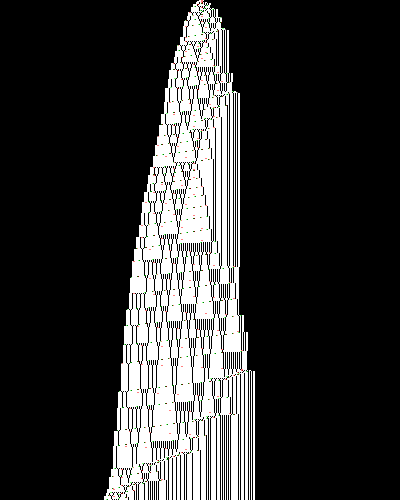 space-time diagram from the blank tape, steps 0 to 10,000