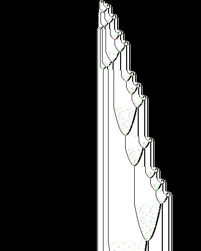 space-time diagram from the blank tape, steps 0 to 10,000