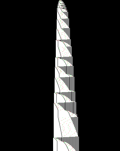 space-time diagram from the blank tape, steps 0 to 10,000