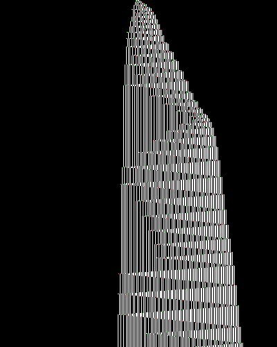 space-time diagram from the blank tape, steps 0 to 10,000