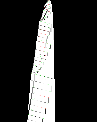 space-time diagram from the blank tape, steps 0 to 10,000