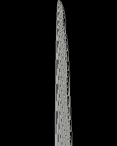 space-time diagram from the blank tape, steps 0 to 10,000