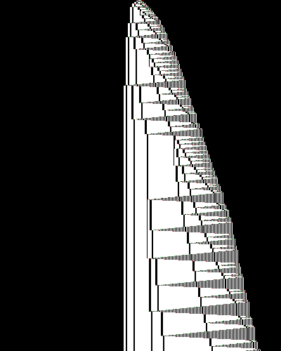space-time diagram from the blank tape, steps 0 to 10,000