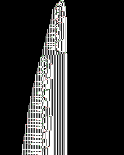 space-time diagram from the blank tape, steps 0 to 10,000