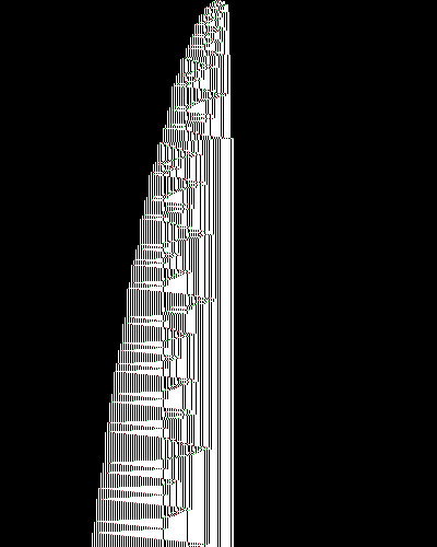 space-time diagram from the blank tape, steps 0 to 10,000