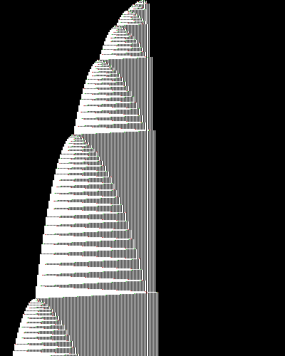 space-time diagram from the blank tape, steps 0 to 10,000