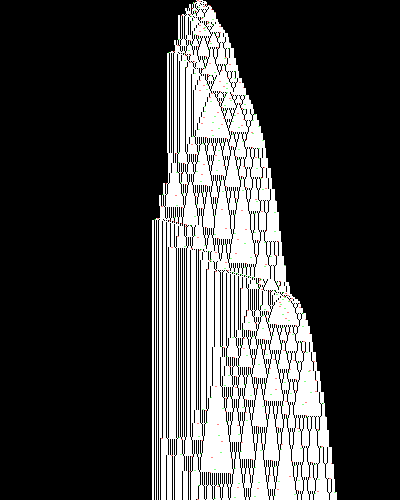 space-time diagram from the blank tape, steps 0 to 10,000