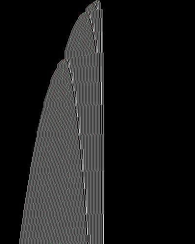 space-time diagram from the blank tape, steps 0 to 10,000