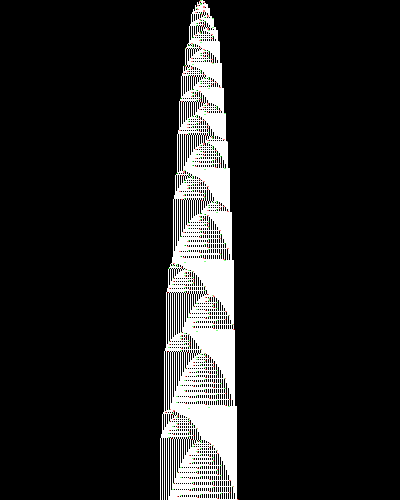 space-time diagram from the blank tape, steps 0 to 10,000
