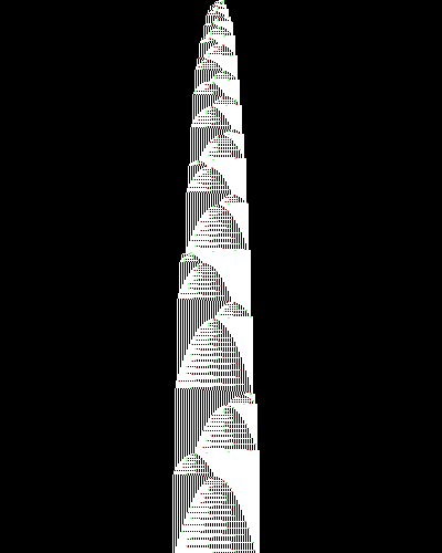 space-time diagram from the blank tape, steps 0 to 10,000