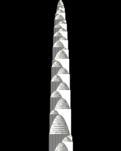 space-time diagram from the blank tape, steps 0 to 10,000