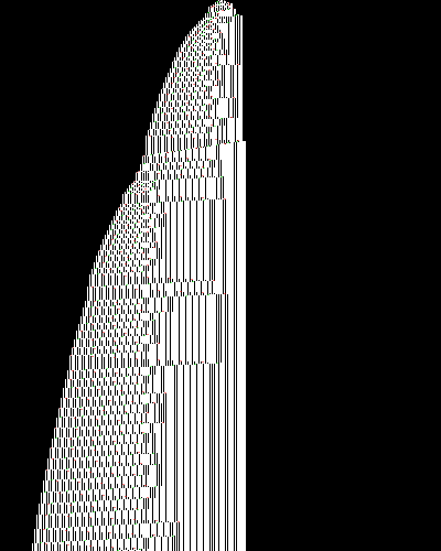 space-time diagram from the blank tape, steps 0 to 10,000