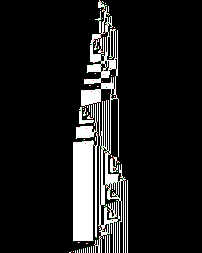 space-time diagram from the blank tape, steps 0 to 10,000