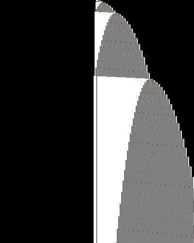 space-time diagram from the blank tape, steps 0 to 10,000