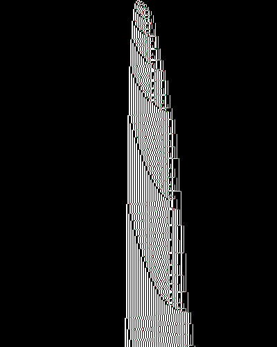 space-time diagram from the blank tape, steps 0 to 10,000