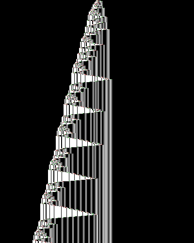 space-time diagram from the blank tape, steps 0 to 10,000