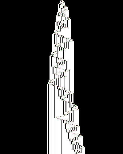space-time diagram from the blank tape, steps 0 to 10,000