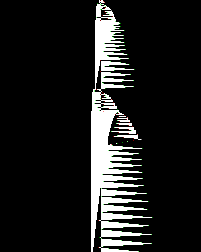 space-time diagram from the blank tape, steps 0 to 10,000