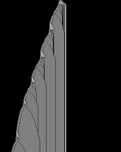 space-time diagram from the blank tape, steps 0 to 10,000