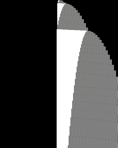 space-time diagram from the blank tape, steps 0 to 10,000