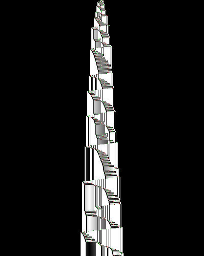 space-time diagram from the blank tape, steps 0 to 10,000