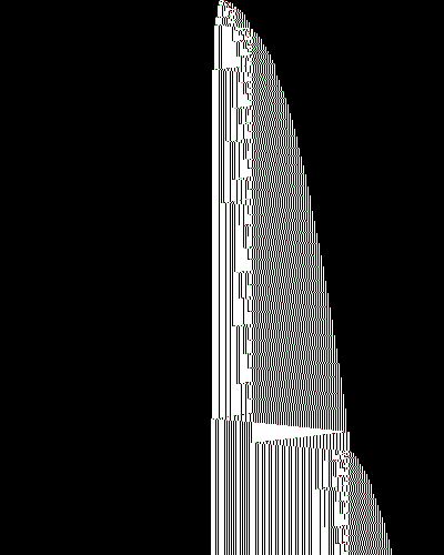 space-time diagram from the blank tape, steps 0 to 10,000
