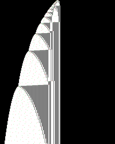 space-time diagram from the blank tape, steps 0 to 10,000