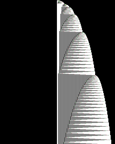space-time diagram from the blank tape, steps 0 to 10,000