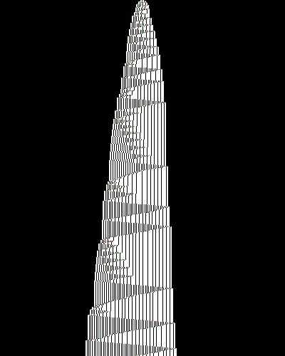space-time diagram from the blank tape, steps 0 to 10,000