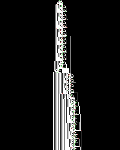 space-time diagram from the blank tape, steps 0 to 10,000