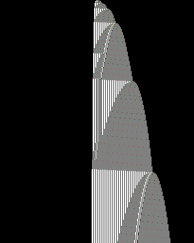 space-time diagram from the blank tape, steps 0 to 10,000