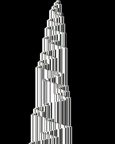 space-time diagram from the blank tape, steps 0 to 10,000