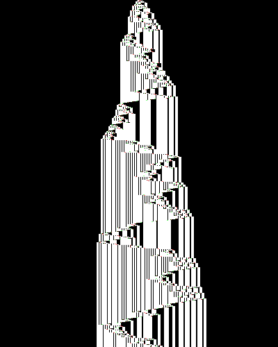 space-time diagram from the blank tape, steps 0 to 10,000