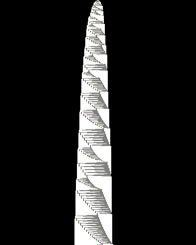 space-time diagram from the blank tape, steps 0 to 10,000