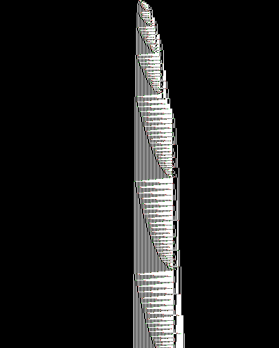 space-time diagram from the blank tape, steps 0 to 10,000